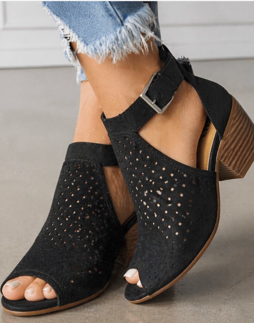NWB Universal Thread Hannah Women's Open Toed Ankle Heel Boot 7.5 Western Boho